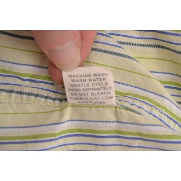 BKE Men's Large Contour Fit Yellow Striped Long Sleeve Button Down Shirt - Picture 10 of 11